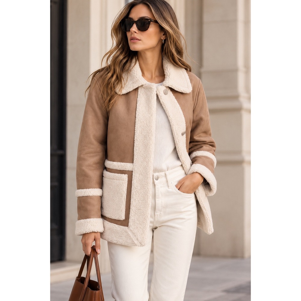 Avec Les Filles Darylane Shearling Faux Fur Lined Coat Size XL